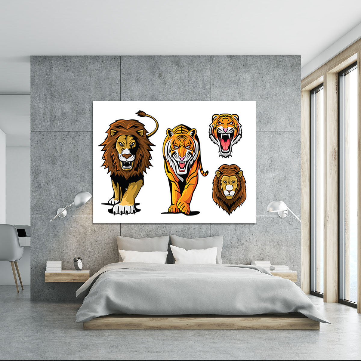 Lion And Tiger Canvas Print or Poster - Canvas Art Rocks - 5