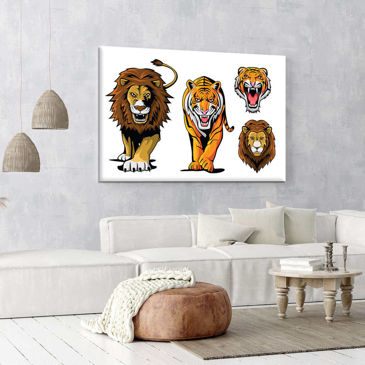 Lion And Tiger Canvas Print or Poster - Canvas Art Rocks - 6