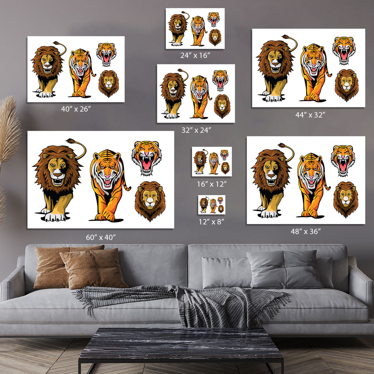 Lion And Tiger Canvas Print or Poster - Canvas Art Rocks - 7