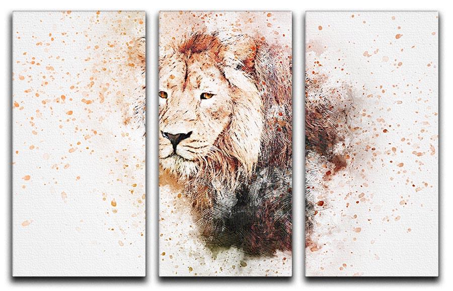 Lion Splatter 3 Split Panel Canvas Print - Canvas Art Rocks - 1