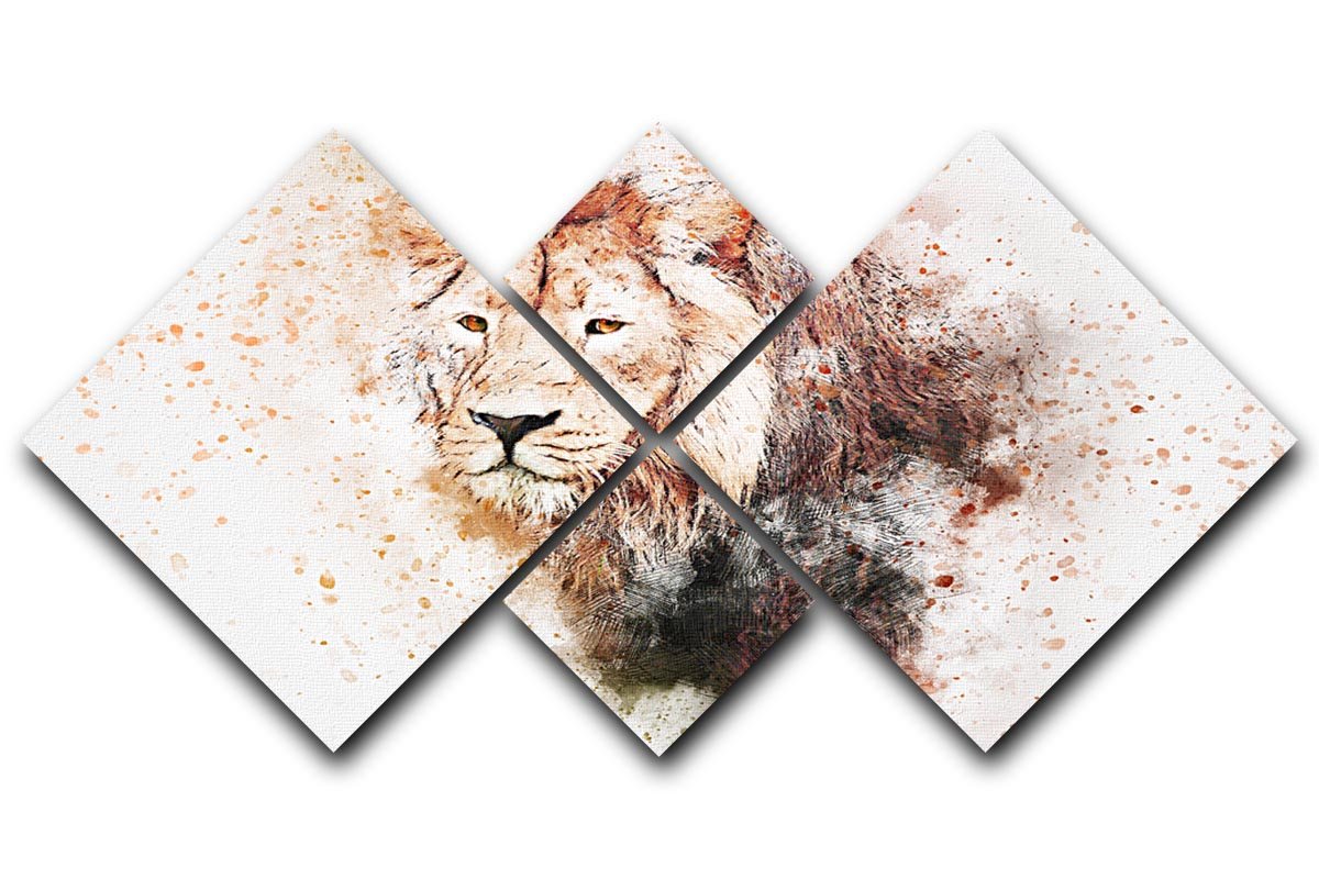 Lion Splatter 4 Square Multi Panel Canvas  - Canvas Art Rocks - 1