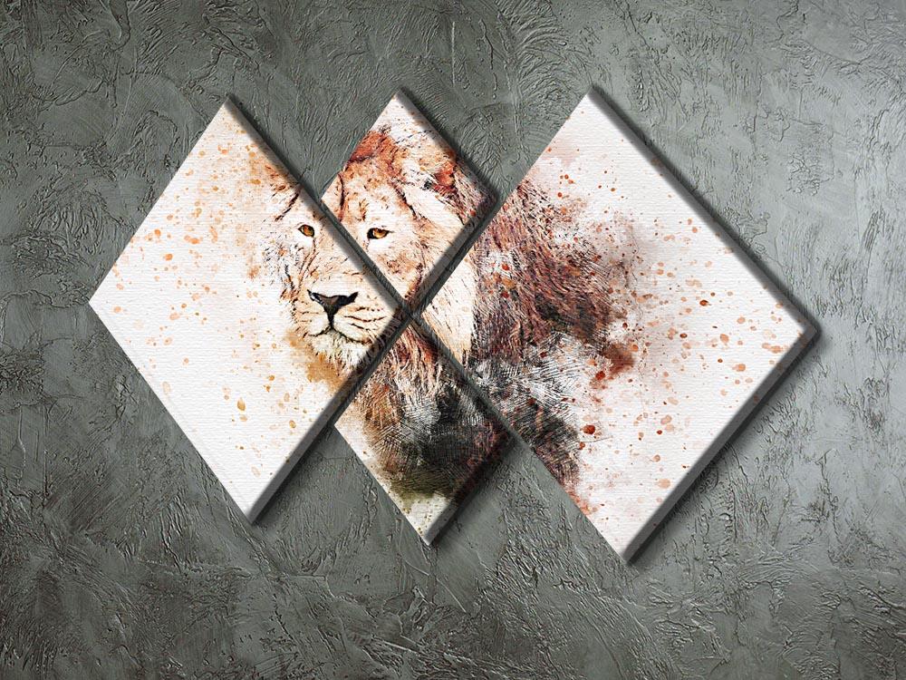 Lion Splatter 4 Square Multi Panel Canvas - Canvas Art Rocks - 2