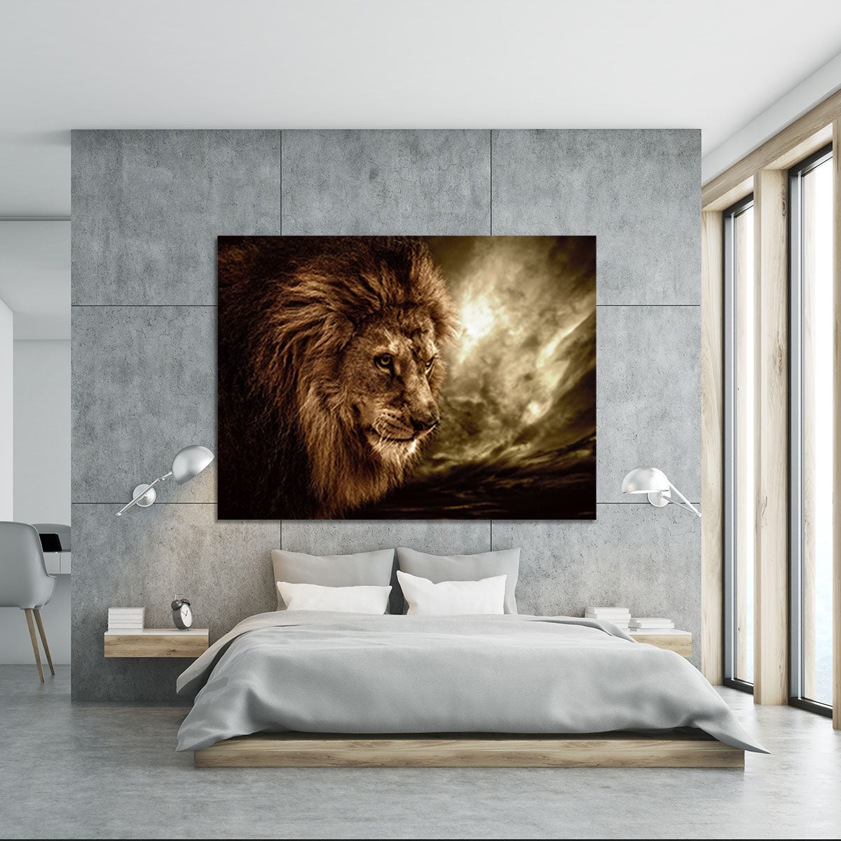 Lion against stormy sky Canvas Print or Poster - Canvas Art Rocks - 5