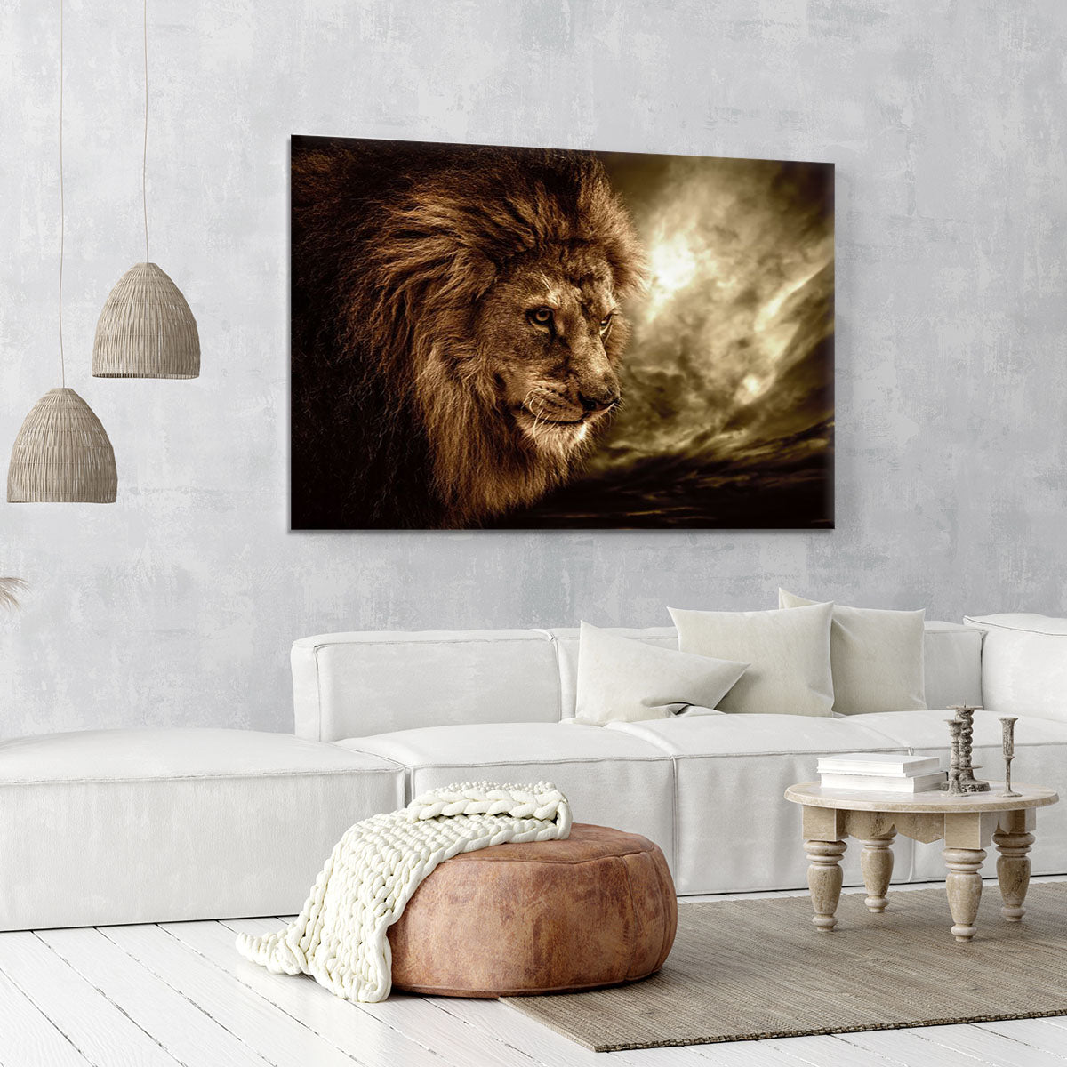Lion against stormy sky Canvas Print or Poster - Canvas Art Rocks - 6