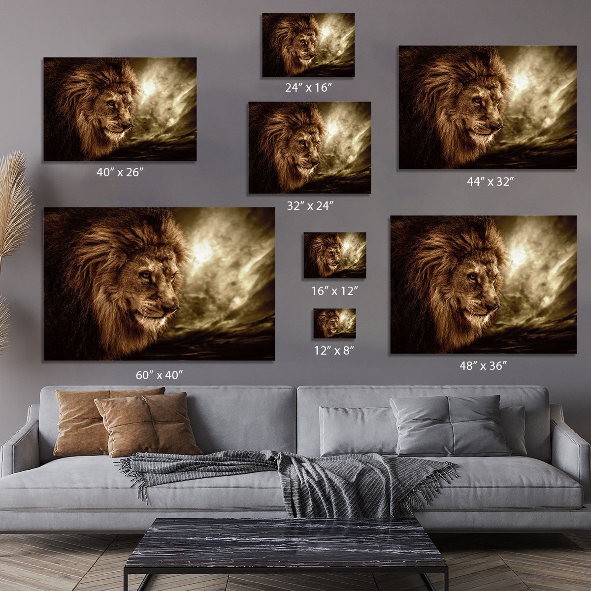 Lion against stormy sky Canvas Print or Poster - Canvas Art Rocks - 7