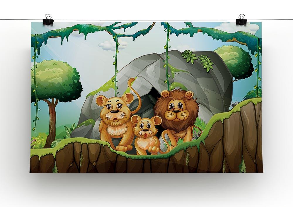 Lion family living in the jungle Canvas Print or Poster - Canvas Art Rocks - 2