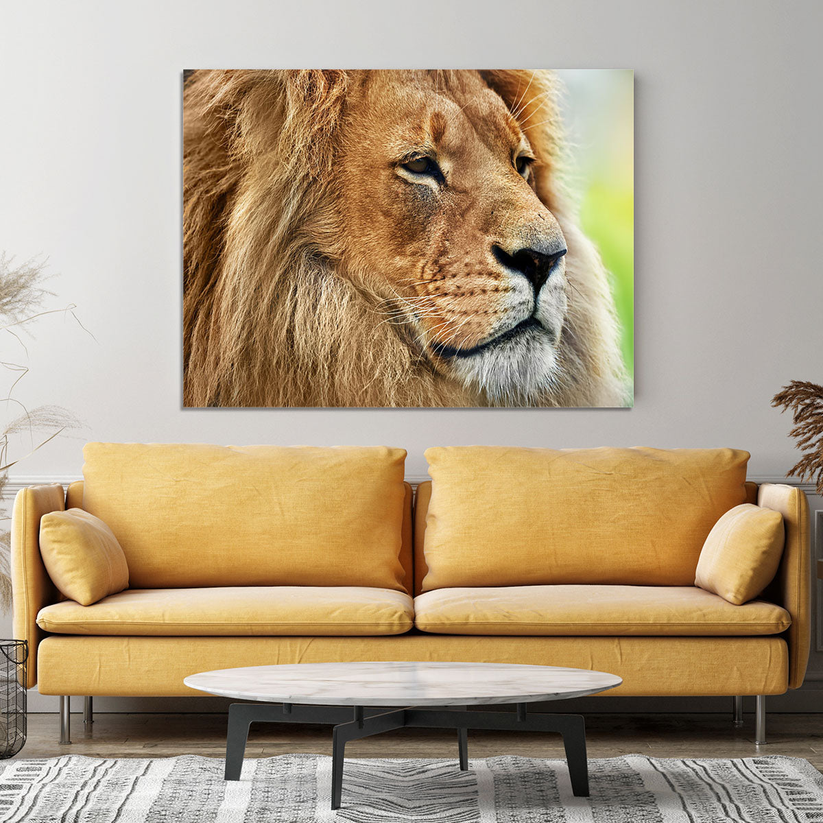 Lion portrait on savanna Canvas Print or Poster - Canvas Art Rocks - 4
