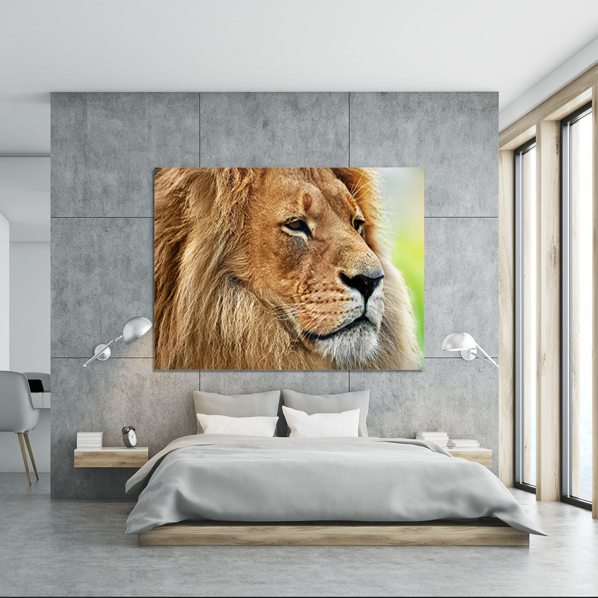 Lion portrait on savanna Canvas Print or Poster - Canvas Art Rocks - 5