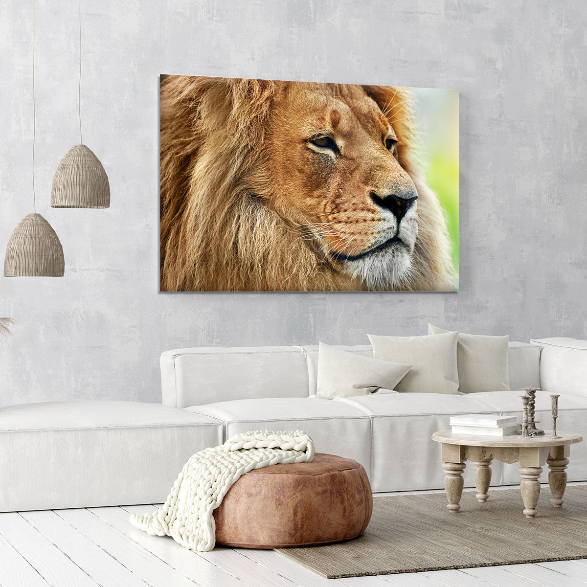Lion portrait on savanna Canvas Print or Poster - Canvas Art Rocks - 6