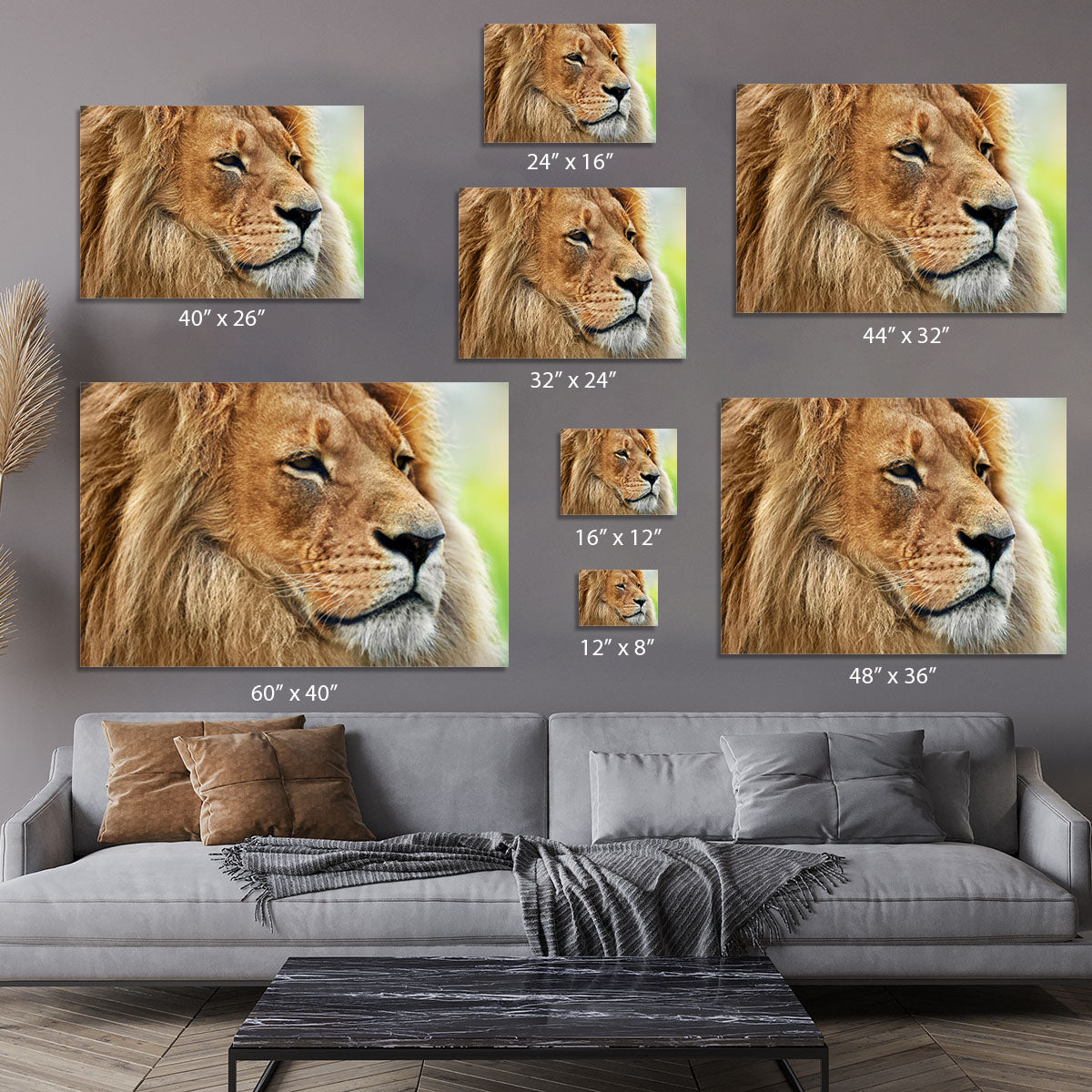 Lion portrait on savanna Canvas Print or Poster - Canvas Art Rocks - 7