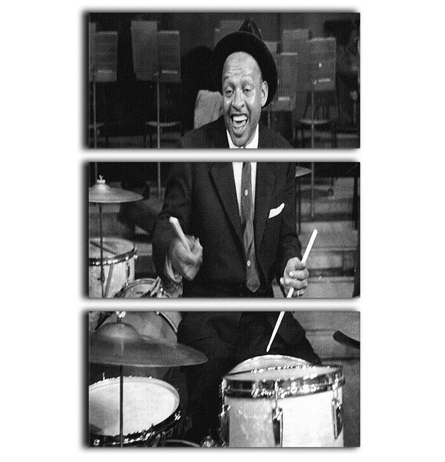 Lionel Hampton on the drums 3 Split Panel Canvas Print - Canvas Art Rocks - 1
