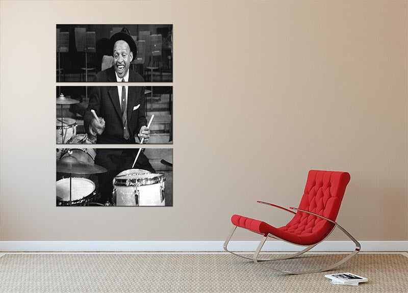Lionel Hampton on the drums 3 Split Panel Canvas Print - Canvas Art Rocks - 2