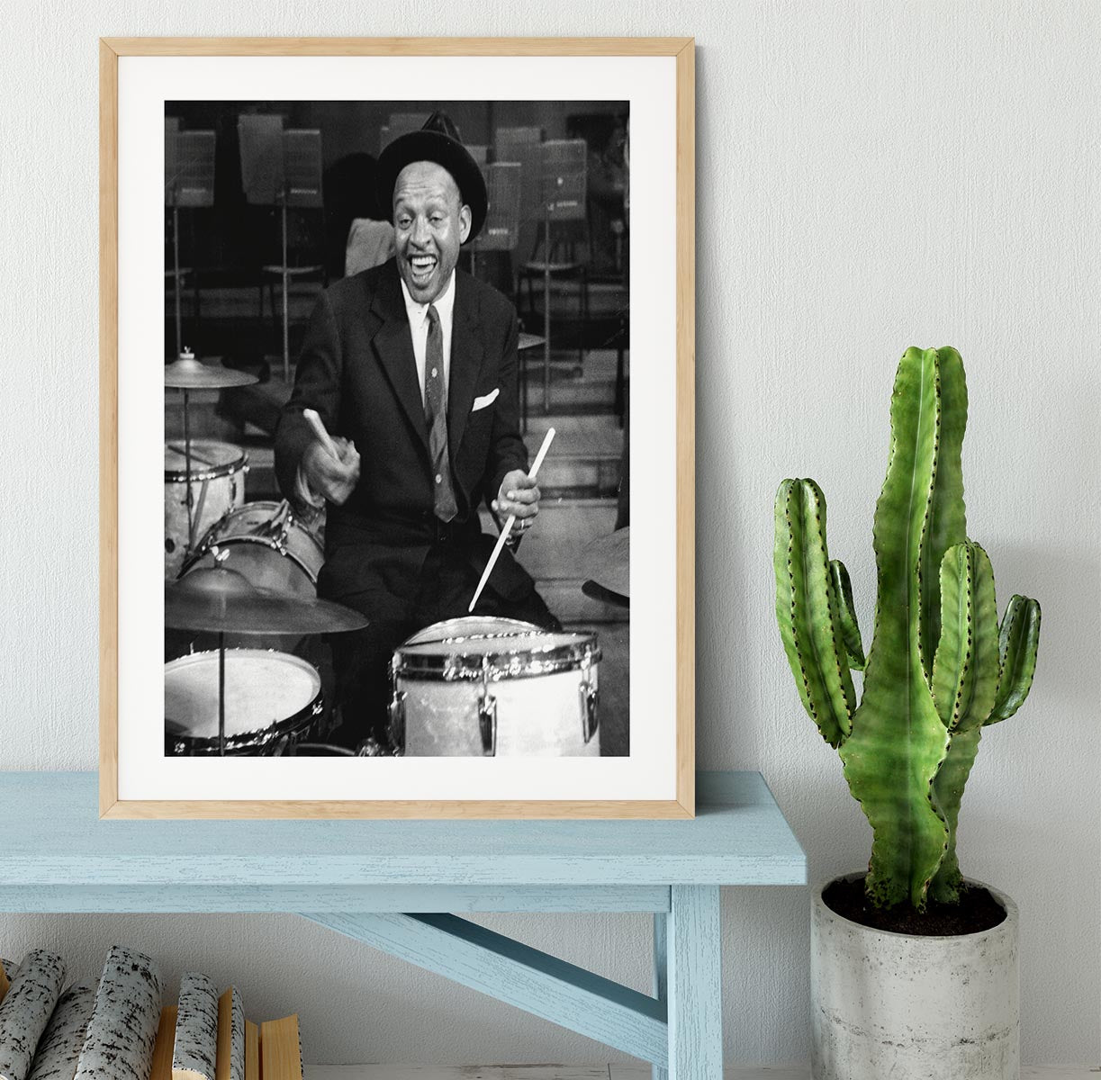 Lionel Hampton on the drums Framed Print - Canvas Art Rocks - 3