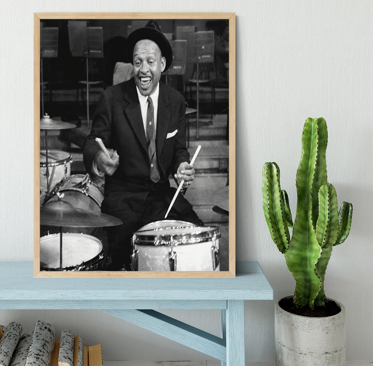 Lionel Hampton on the drums Framed Print - Canvas Art Rocks - 4