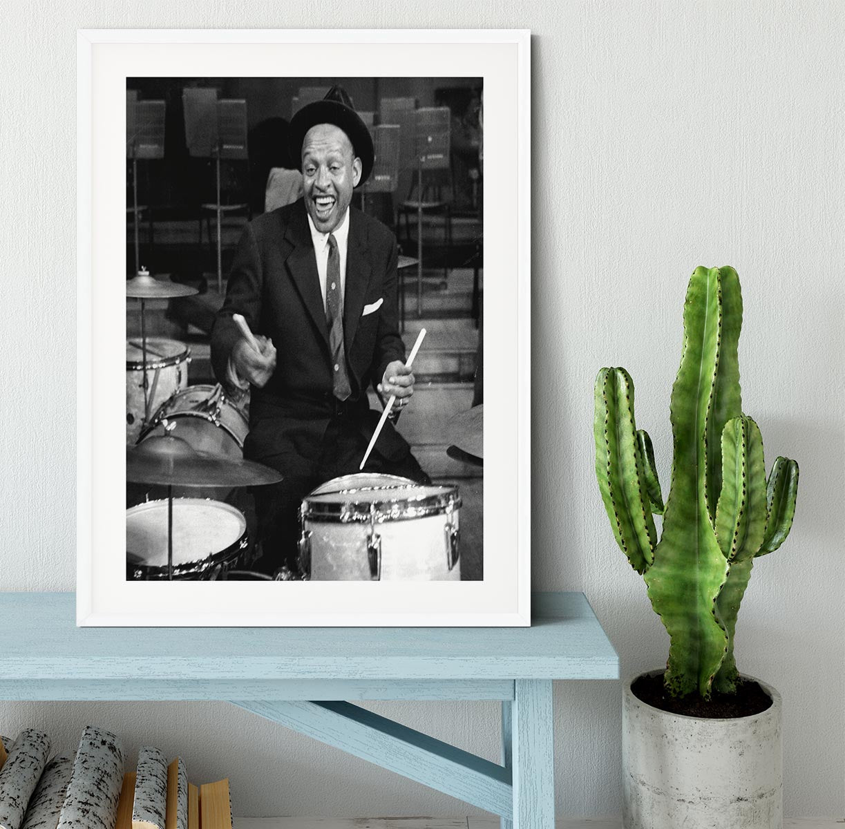 Lionel Hampton on the drums Framed Print - Canvas Art Rocks - 5