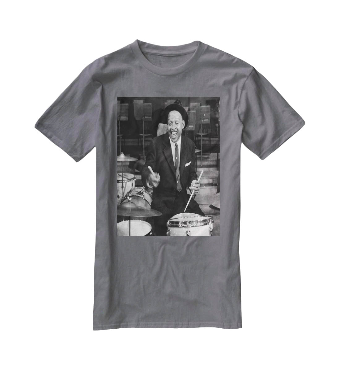 Lionel Hampton on the drums T-Shirt - Canvas Art Rocks - 3