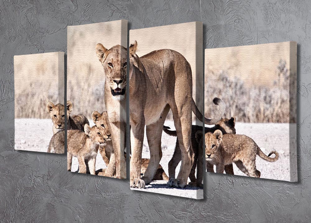 Lioness and cubs 4 Split Panel Canvas - Canvas Art Rocks - 2