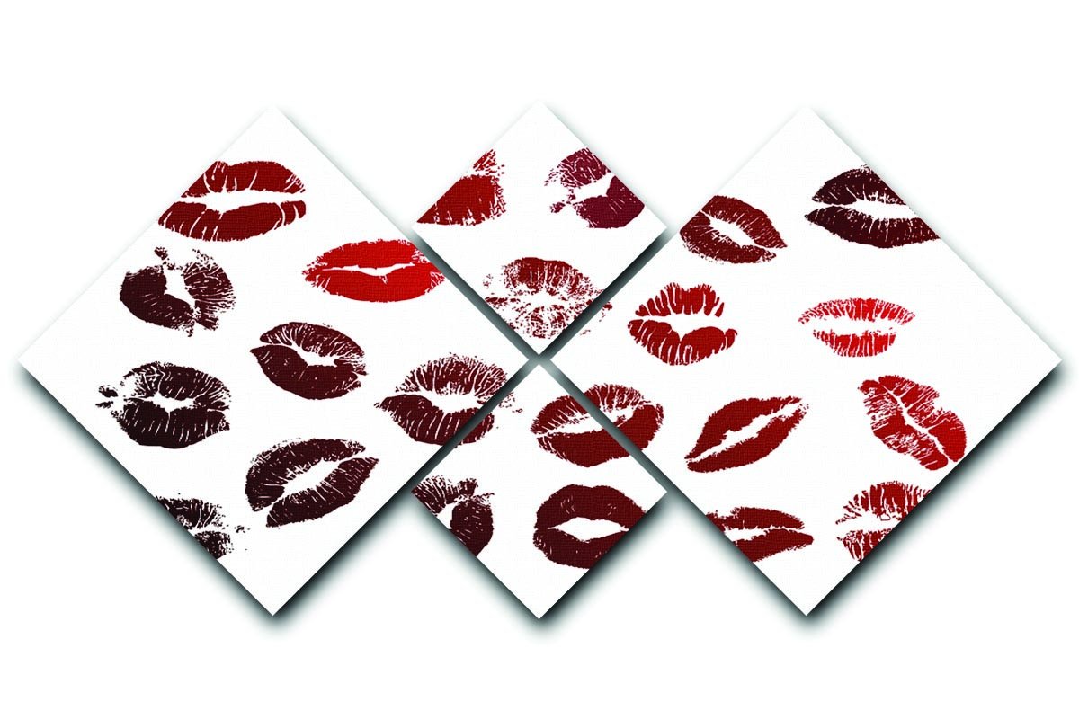 Lipstick Kisses 4 Square Multi Panel Canvas  - Canvas Art Rocks - 1