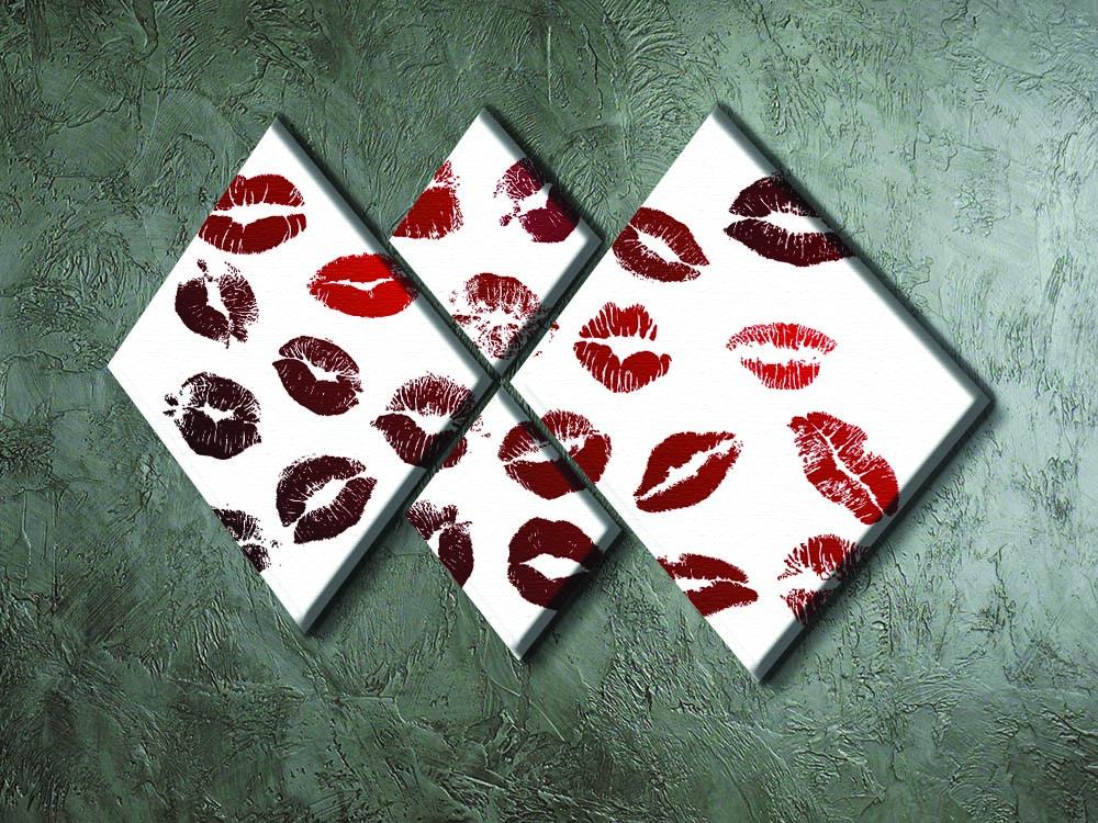 Lipstick Kisses 4 Square Multi Panel Canvas - Canvas Art Rocks - 2