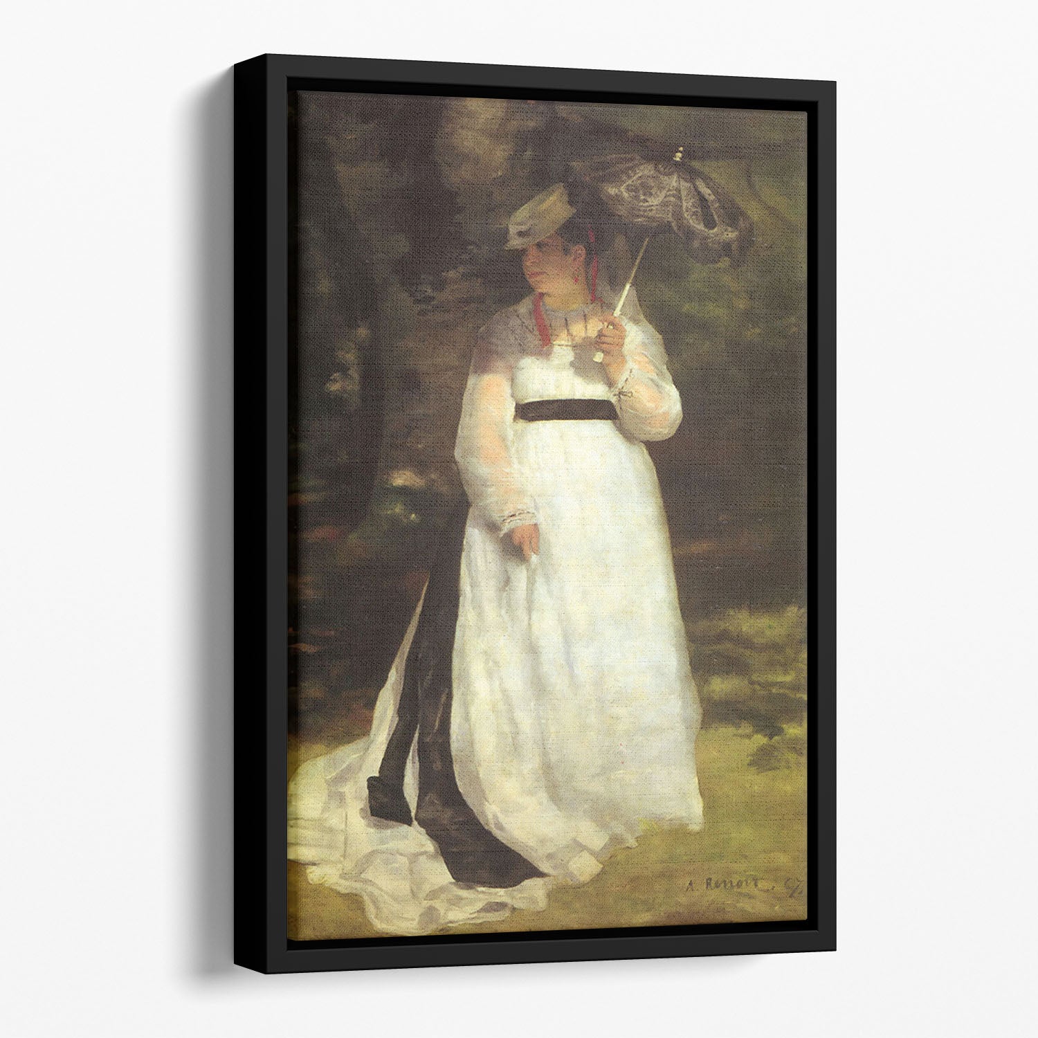 Lise with an Umbrella by Renoir Floating Framed Canvas