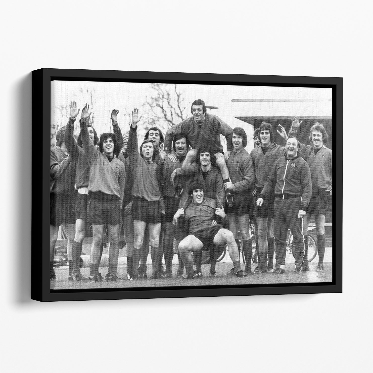 Liverpool FC At Melwood Training Ground 1975 Floating Framed Canvas - Canvas Art Rocks - 1
