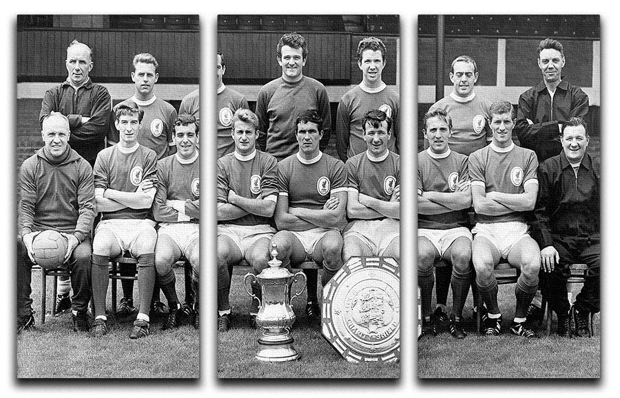 Liverpool Football Club With The FA Cup And The Charity Shield 1965 3 Split Panel Canvas Print - Canvas Art Rocks - 1