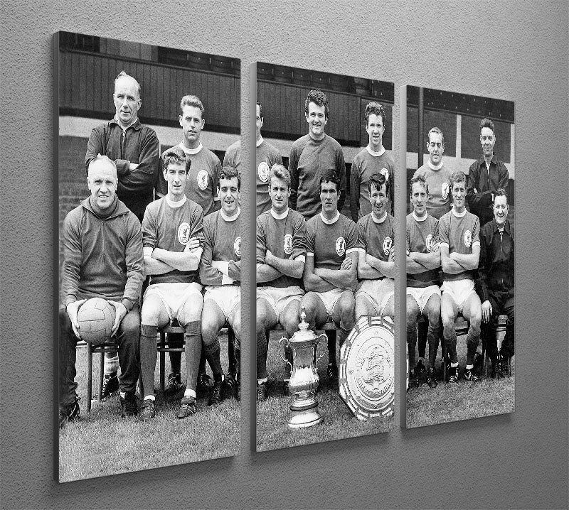 Liverpool Football Club With The FA Cup And The Charity Shield 1965 3 Split Panel Canvas Print - Canvas Art Rocks - 2