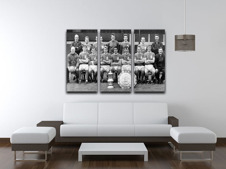 Liverpool Football Club With The FA Cup And The Charity Shield 1965 3 Split Panel Canvas Print - Canvas Art Rocks - 3