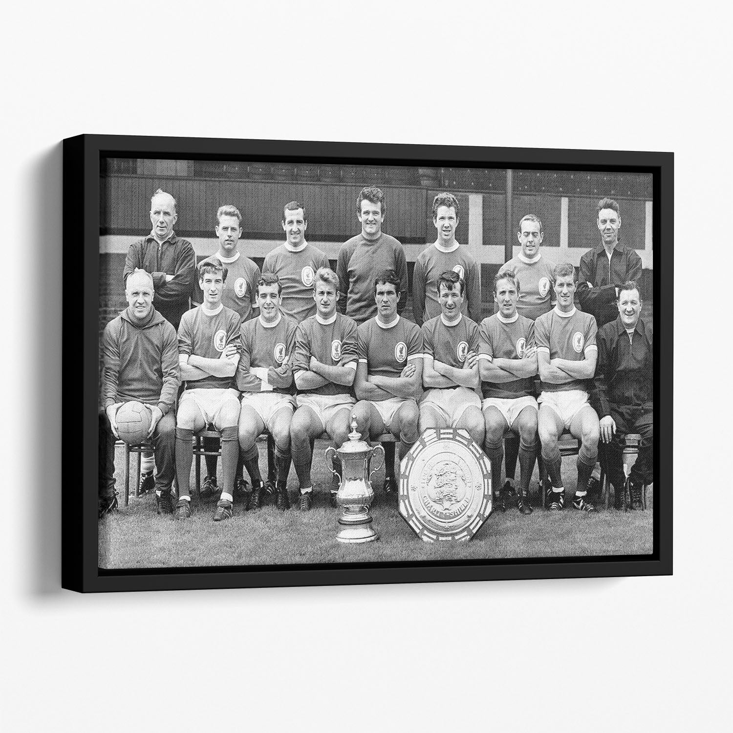 Liverpool Football Club With The FA Cup And The Charity Shield 1965 Floating Framed Canvas - Canvas Art Rocks - 1