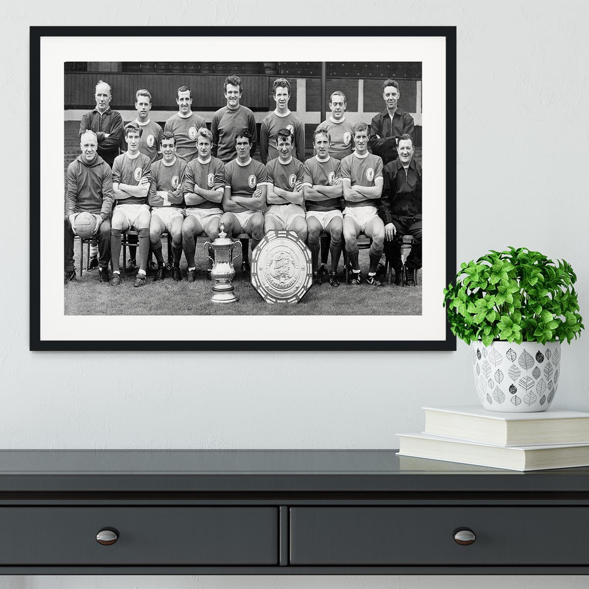 Liverpool Football Club With The FA Cup And The Charity Shield 1965 Framed Print - Canvas Art Rocks - 1