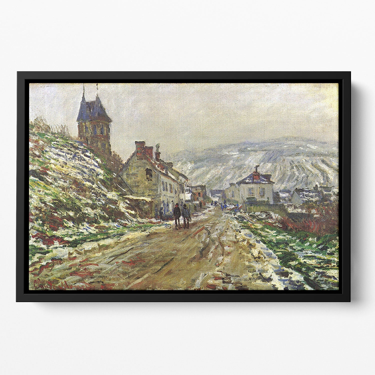 Local entrance of Vetheuil in the winter by Monet Floating Framed Canvas