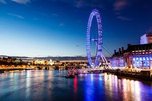 London Eye and London Cityscape in the Night Wall Mural Wallpaper - Canvas Art Rocks - 1