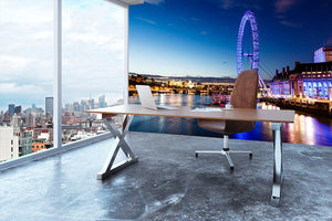 London Eye and London Cityscape in the Night Wall Mural Wallpaper - Canvas Art Rocks - 3