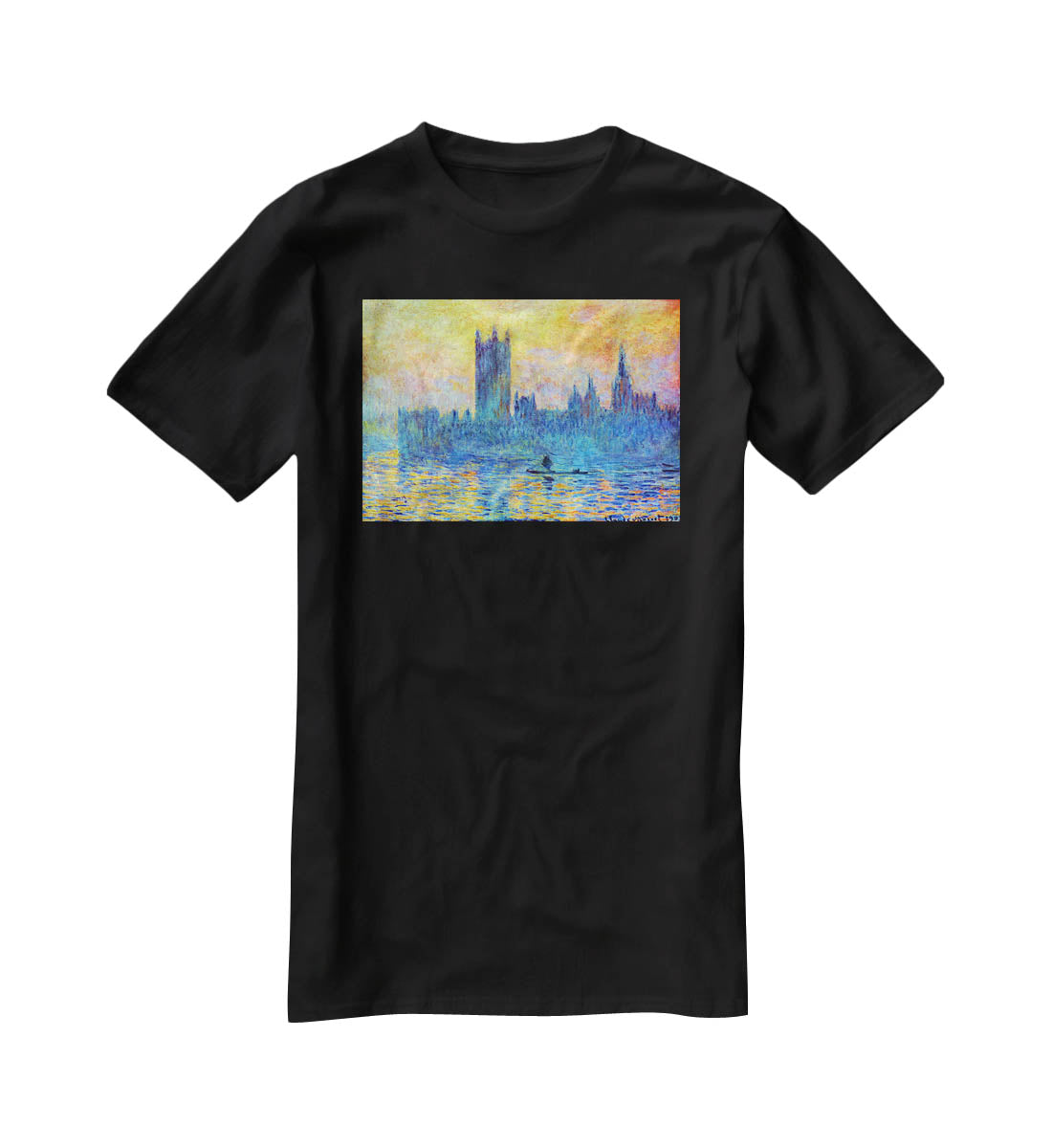 London Parliament in Winter by Monet T-Shirt - Canvas Art Rocks - 1