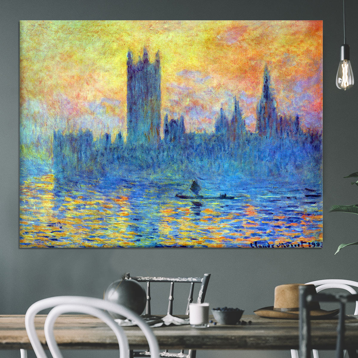 London Parliament in Winter by Monet Canvas Print or Poster - Canvas Art Rocks - 3