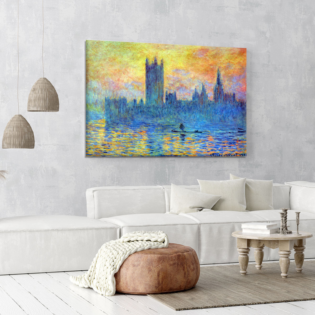 London Parliament in Winter by Monet Canvas Print or Poster - Canvas Art Rocks - 6
