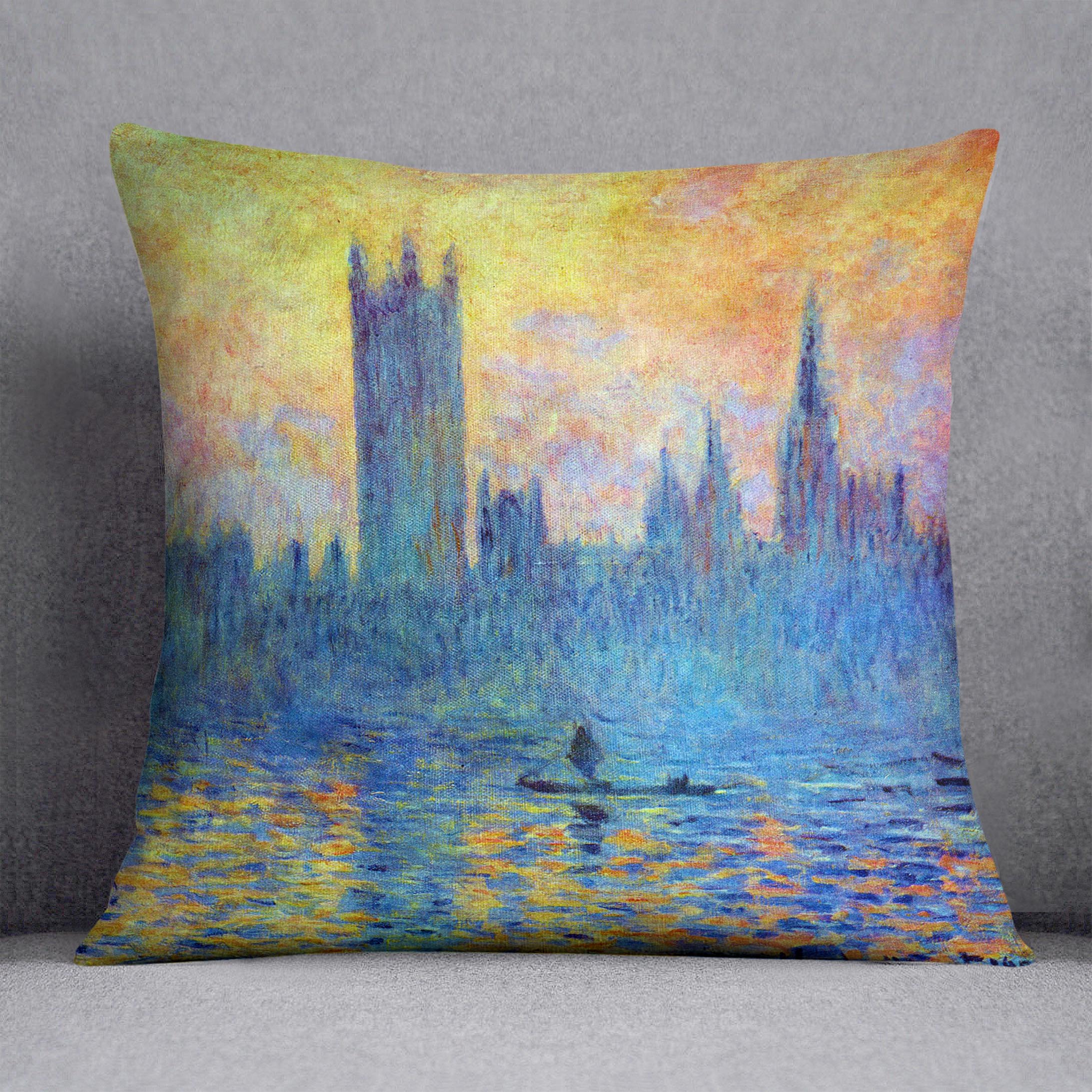 London Parliament in Winter by Monet Cushion