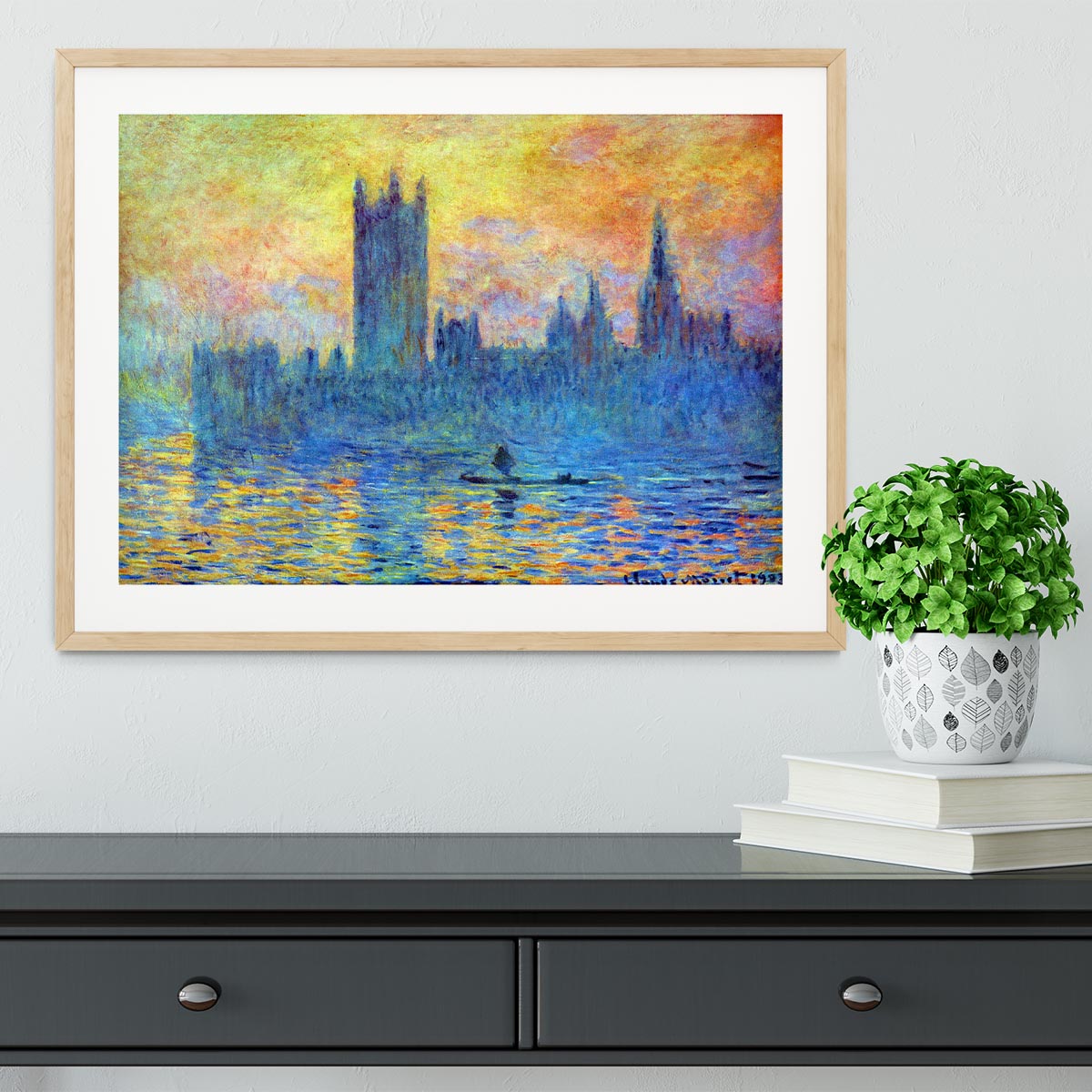 London Parliament in Winter by Monet Framed Print - Canvas Art Rocks - 3
