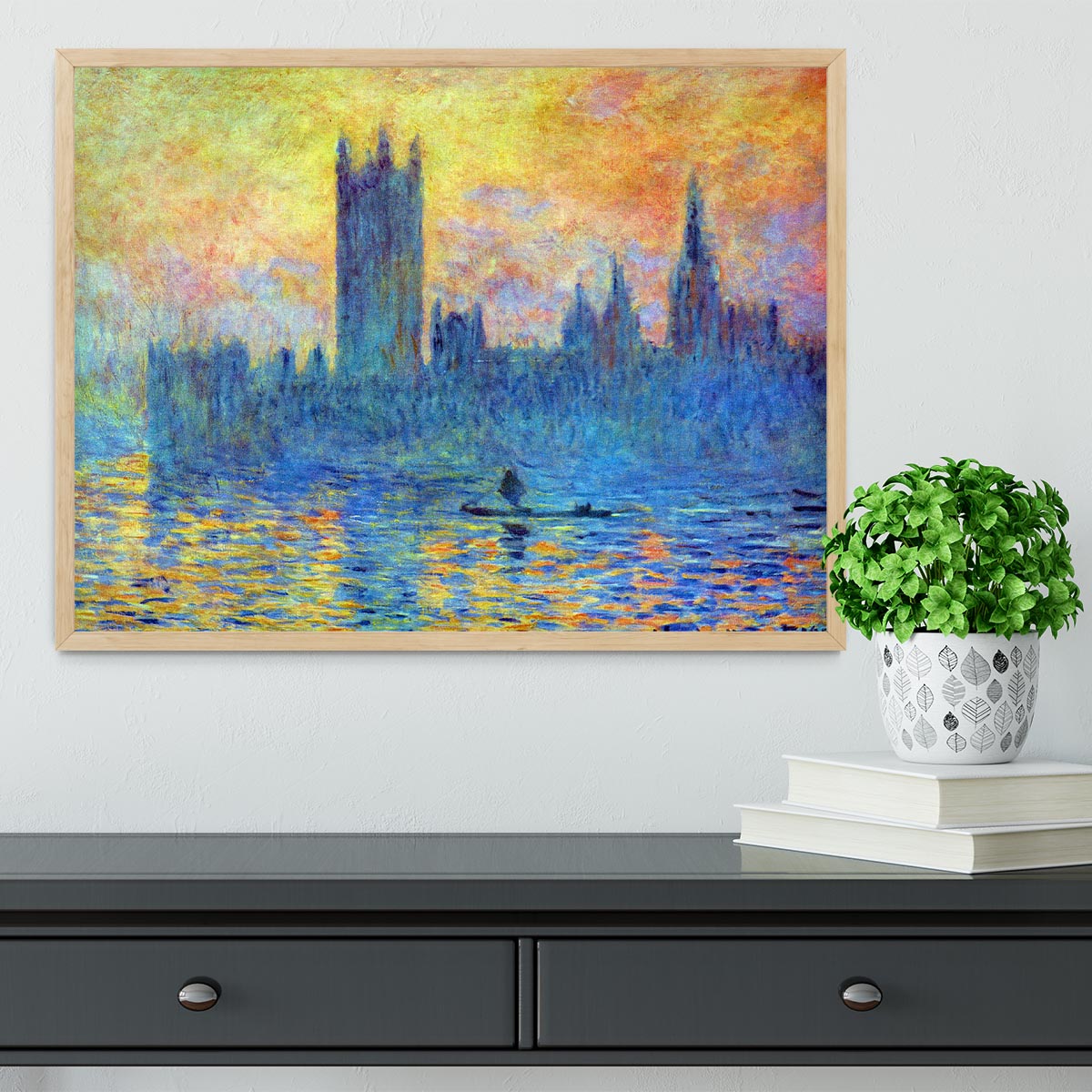 London Parliament in Winter by Monet Framed Print - Canvas Art Rocks - 4