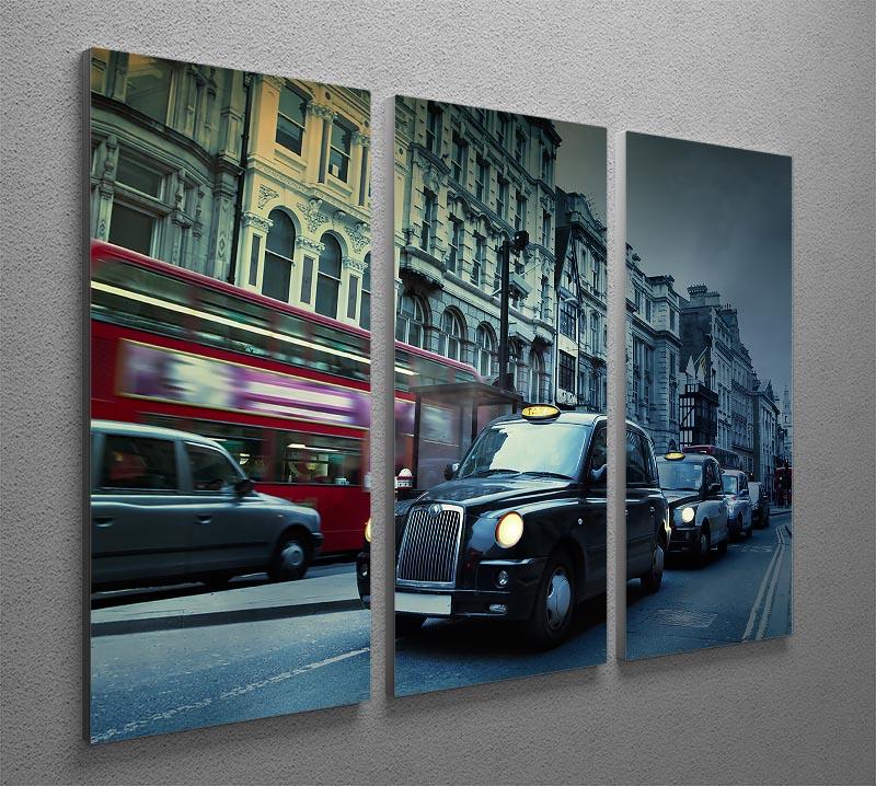 London Street Taxis 3 Split Panel Canvas Print - Canvas Art Rocks - 2