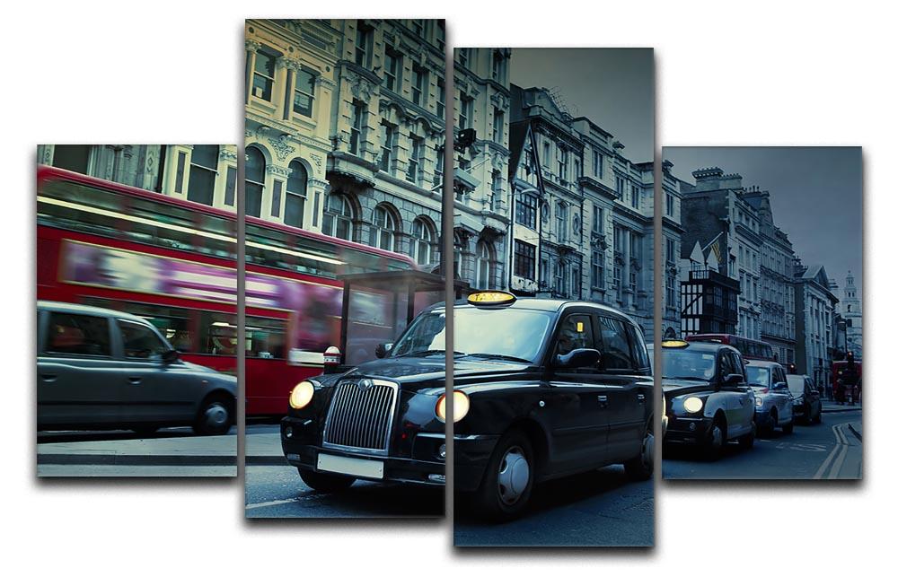 London Street Taxis 4 Split Panel Canvas  - Canvas Art Rocks - 1