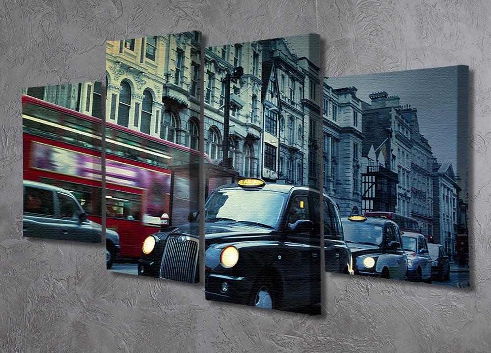 London Street Taxis 4 Split Panel Canvas  - Canvas Art Rocks - 2