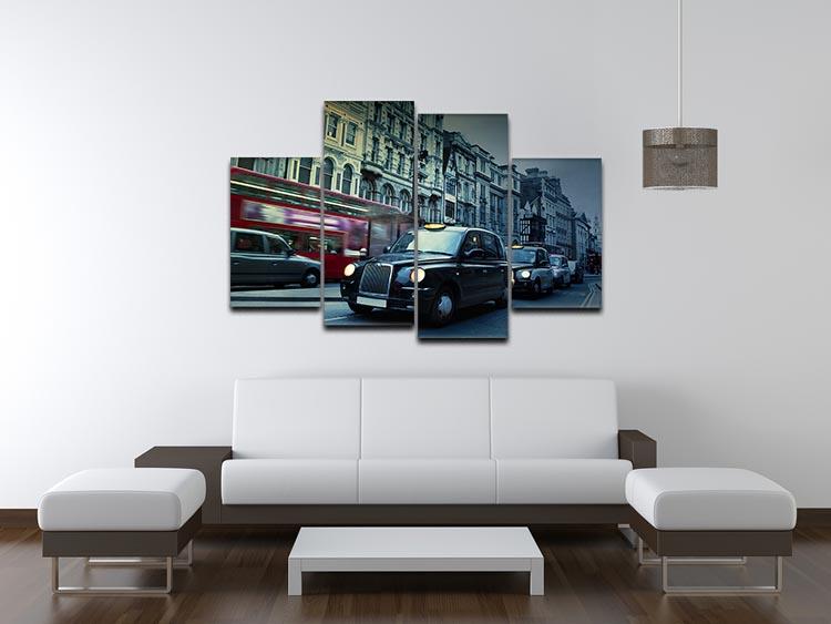 London Street Taxis 4 Split Panel Canvas  - Canvas Art Rocks - 3