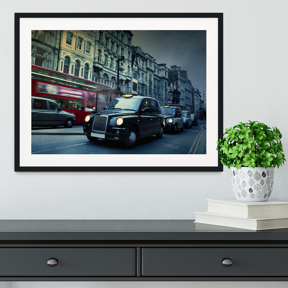 London Street Taxis Framed Print - Canvas Art Rocks - 1