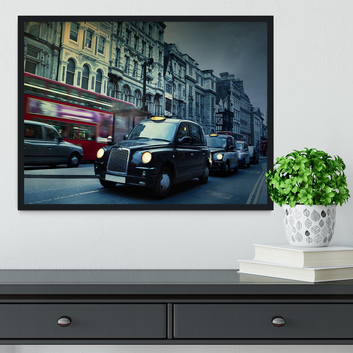 London Street Taxis Framed Print - Canvas Art Rocks - 2