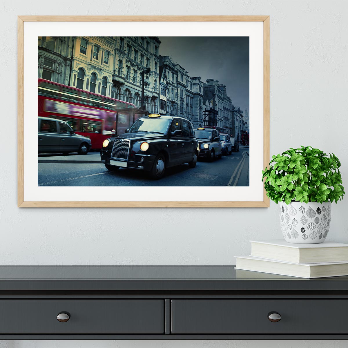 London Street Taxis Framed Print - Canvas Art Rocks - 3