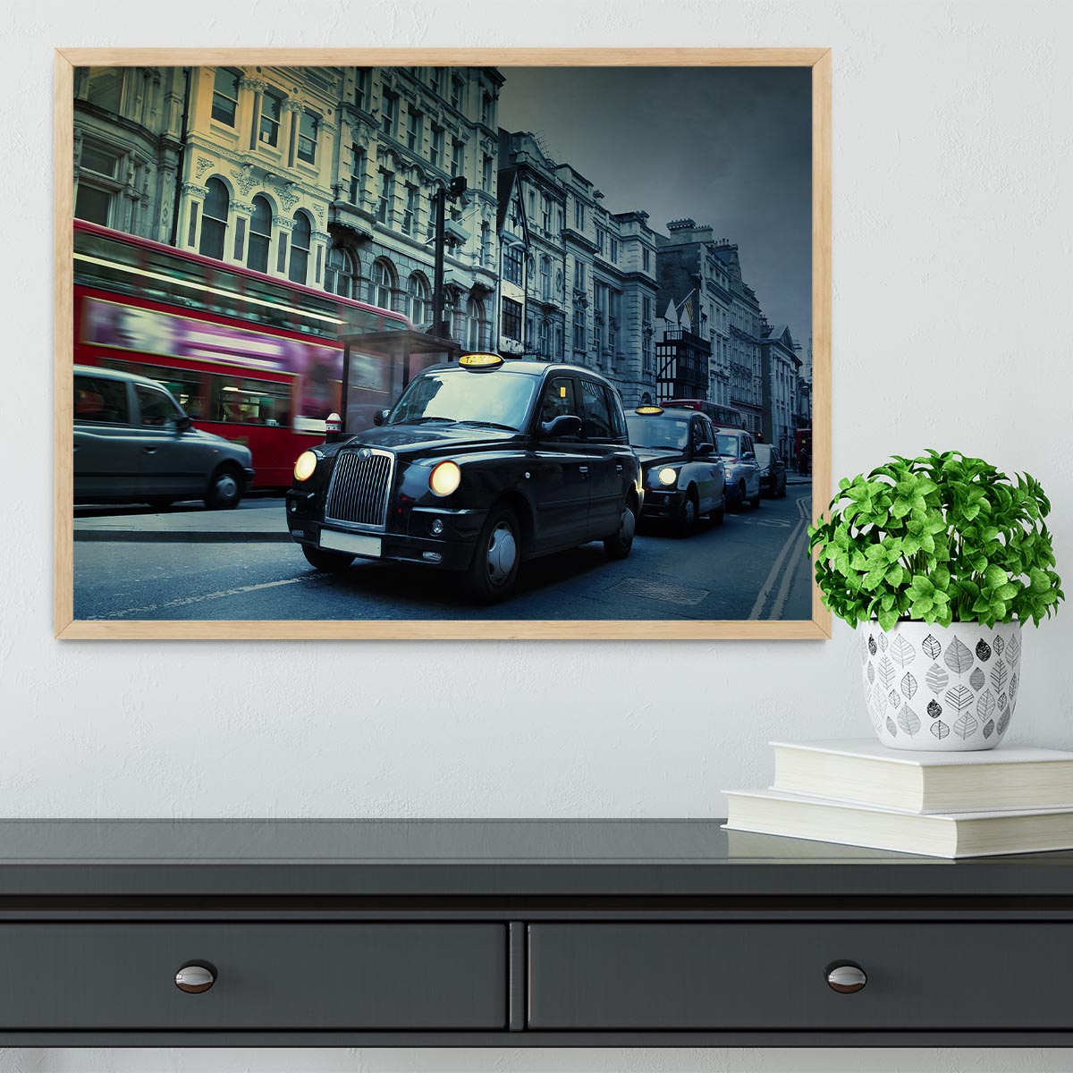 London Street Taxis Framed Print - Canvas Art Rocks - 4