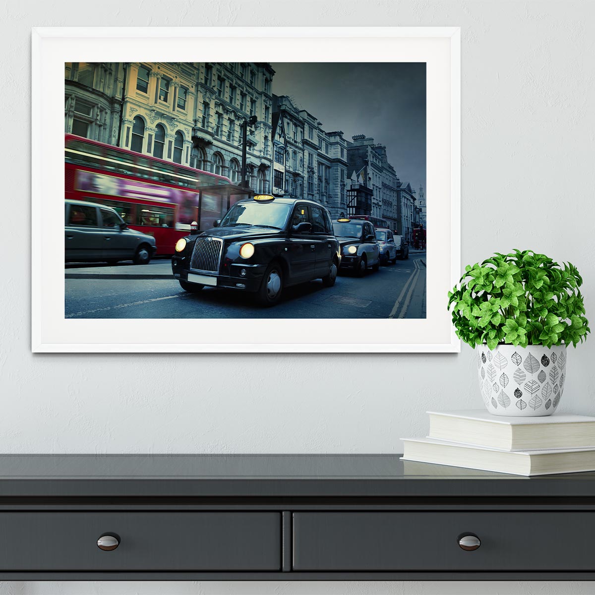 London Street Taxis Framed Print - Canvas Art Rocks - 5