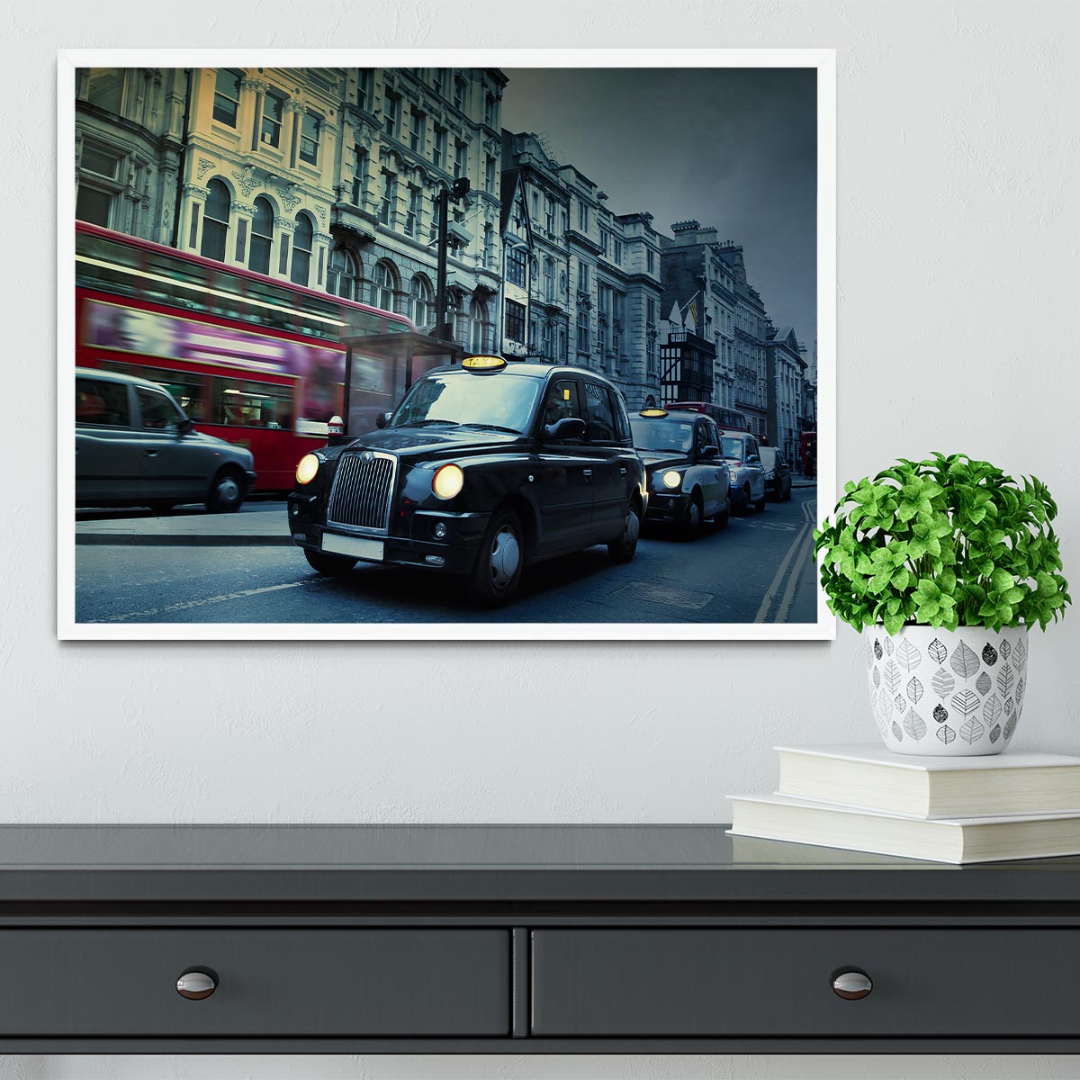 London Street Taxis Framed Print - Canvas Art Rocks -6