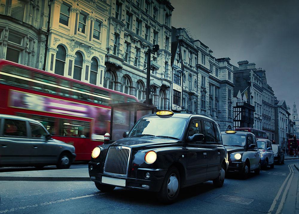 London Street Taxis Wall Mural Wallpaper - Canvas Art Rocks - 1
